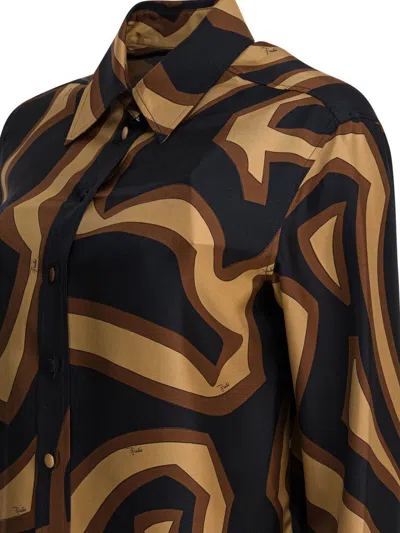 Pucci Multicolor Silk Pattern Shirt In Black