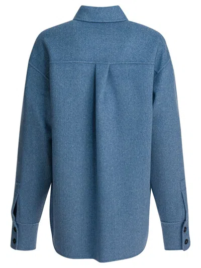 Sportmax Virgin Wool Overshirt Jacket Jackets And Coats Light Blue In Blue