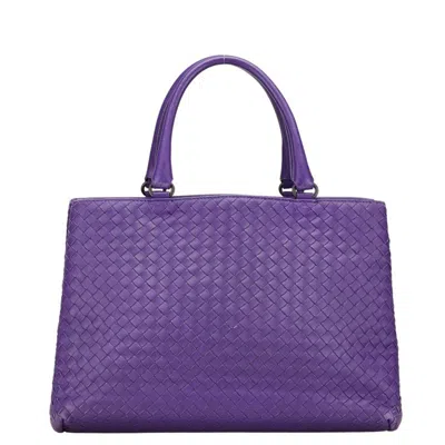 Pre-owned Bottega Veneta Intrecciato Purple Leather Handbag Tote Bag ()