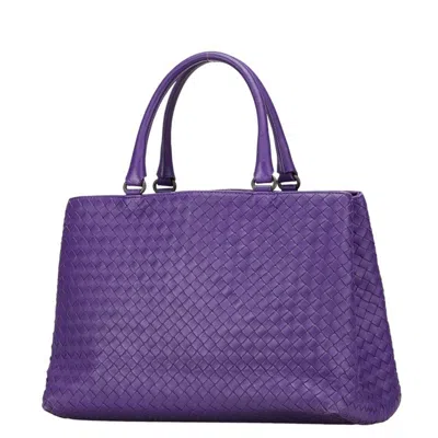 Pre-owned Bottega Veneta Intrecciato Purple Leather Handbag Tote Bag ()