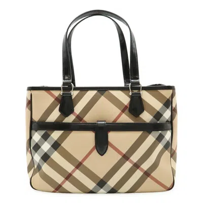 Pre-owned Burberry Beige Black Bordeaux Pvc Patent Leather Shoulder Bag Tote Bag ()