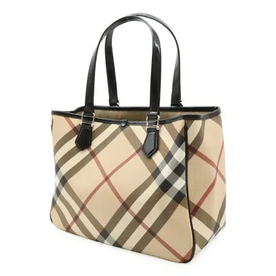 Pre-owned Burberry Beige Black Bordeaux Pvc Patent Leather Shoulder Bag Tote Bag ()