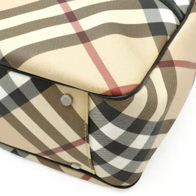 Pre-owned Burberry Beige Black Bordeaux Pvc Patent Leather Shoulder Bag Tote Bag ()