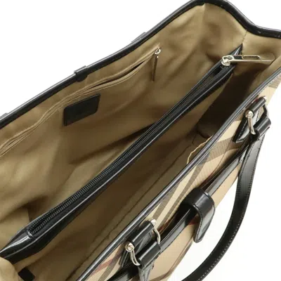 Pre-owned Burberry Beige Black Bordeaux Pvc Patent Leather Shoulder Bag Tote Bag ()