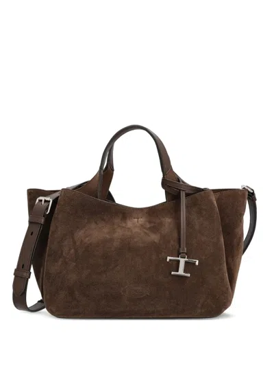 Tod's Micro Leather Tote Bag In Brown