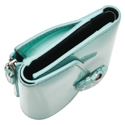 Pre-owned Bvlgari Blue Patent Leather Wallet (tri-fold) ()