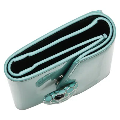 Pre-owned Bvlgari Blue Patent Leather Wallet (tri-fold) ()