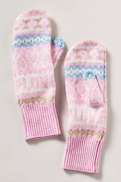 Loveshackfancy Fancy Fairisle Mittens In Pink