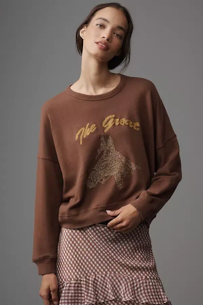 The Great The Teammate Sweatshirt With Horse Embroidery Umber In Burgundy