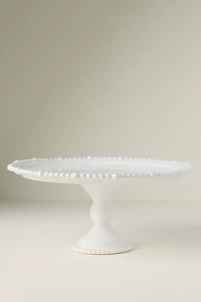 Anthropologie Perla Stoneware Cake Stand In White