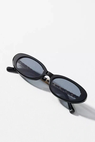 Eyeking Slim Oval Chain Sunglasses In Black