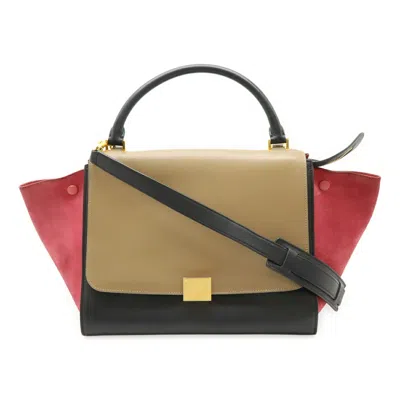 Pre-owned Celine Beige Black Bordeaux Leather Suede Handbag Shoulder Bag ()