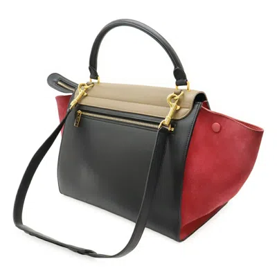 Pre-owned Celine Beige Black Bordeaux Leather Suede Handbag Shoulder Bag ()