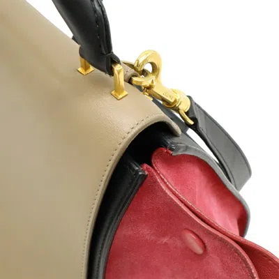 Pre-owned Celine Beige Black Bordeaux Leather Suede Handbag Shoulder Bag ()