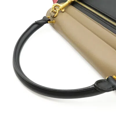 Pre-owned Celine Beige Black Bordeaux Leather Suede Handbag Shoulder Bag ()