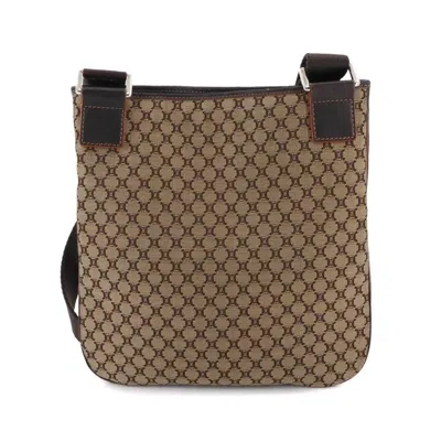 Pre-owned Celine Beige Brown Canvas Leather Shoulder Bag () In Multi