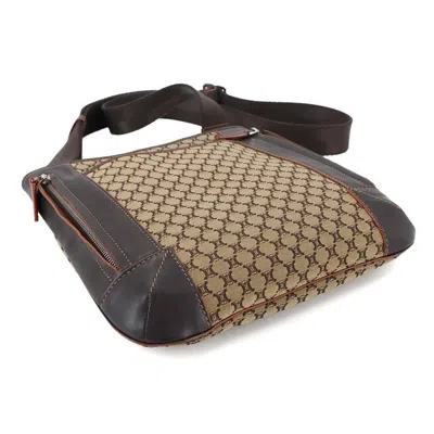 Pre-owned Celine Beige Brown Canvas Leather Shoulder Bag () In Multi