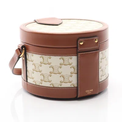Pre-owned Celine Brown White Coated Canvas Leather Shoulder Bag () In Multi