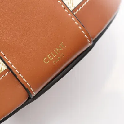 Pre-owned Celine Brown White Coated Canvas Leather Shoulder Bag () In Multi