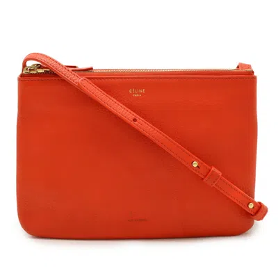Pre-owned Celine Orange Red Leather Pochette Pouch Shoulder Bag ()