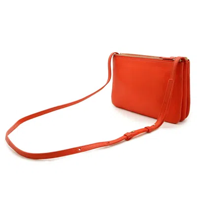 Pre-owned Celine Orange Red Leather Pochette Pouch Shoulder Bag ()