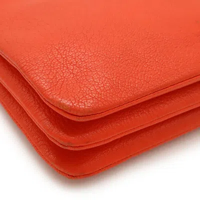 Pre-owned Celine Orange Red Leather Pochette Pouch Shoulder Bag ()