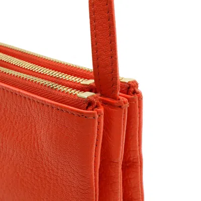 Pre-owned Celine Orange Red Leather Pochette Pouch Shoulder Bag ()