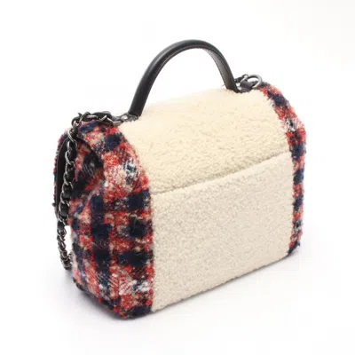Pre-owned Chanel Beige Multi-color Red Color Wool Leather Shoulder Bag ()