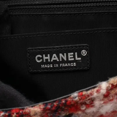 Pre-owned Chanel Beige Multi-color Red Color Wool Leather Shoulder Bag ()