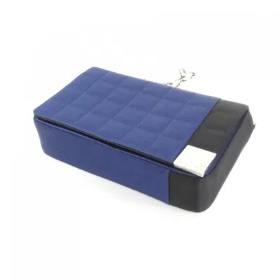 Pre-owned Chanel Black Blue Satin Shoulder Bag () In Multi