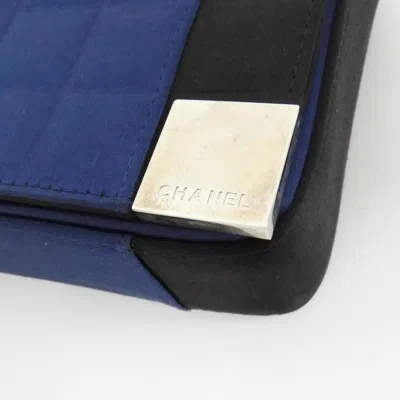 Pre-owned Chanel Black Blue Satin Shoulder Bag () In Multi