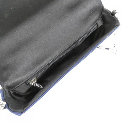 Pre-owned Chanel Black Blue Satin Shoulder Bag () In Multi