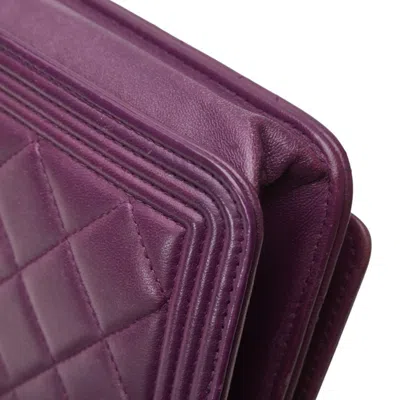 Pre-owned Chanel Boy  Purple Leather Shoulder Bag ()