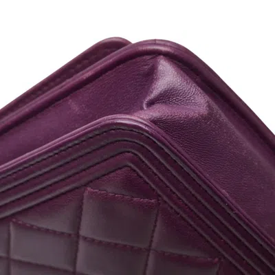 Pre-owned Chanel Boy  Purple Leather Shoulder Bag ()