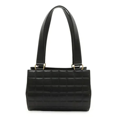 Pre-owned Chanel Chocolate Bar Black Leather Shoulder Bag ()