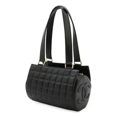 Pre-owned Chanel Chocolate Bar Black Leather Shoulder Bag ()