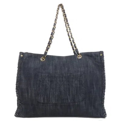 Pre-owned Chanel Denim Navy Denim Tote Bag () In Blue