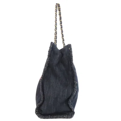Pre-owned Chanel Denim Navy Denim Tote Bag () In Blue