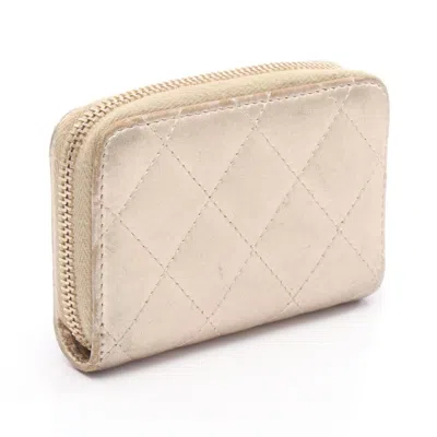 Pre-owned Chanel Gold Leather Coin Purse/coin Case ()