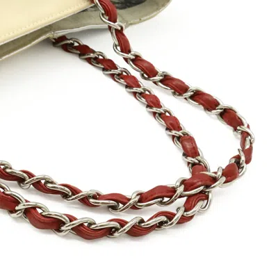 Pre-owned Chanel Ivory Navy Red Color Silver Canvas Leather Shoulder Bag Tote Bag ()