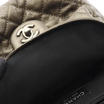 Pre-owned Chanel Khaki Leather Backpack () In Brown