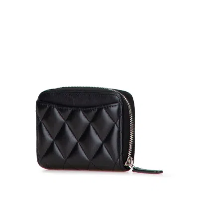 Pre-owned Chanel Matelasse Black Leather Coin Purse/coin Case ()