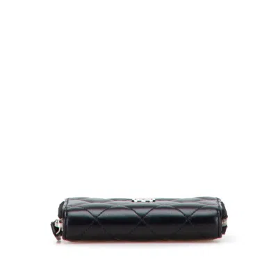 Pre-owned Chanel Matelasse Black Leather Coin Purse/coin Case ()