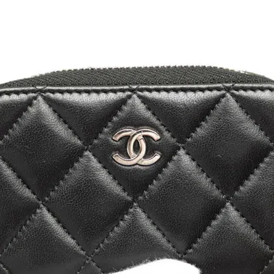 Pre-owned Chanel Matelasse Black Leather Coin Purse/coin Case ()