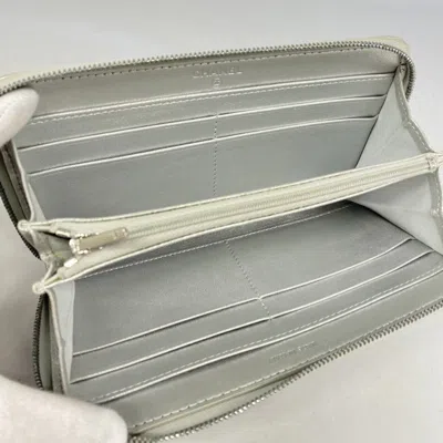 Pre-owned Chanel Silver Leather Long Wallet (bi-fold) ()