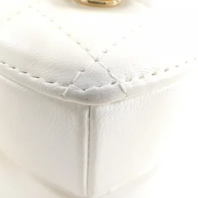 Pre-owned Chanel White Leather Coin Purse/coin Case ()