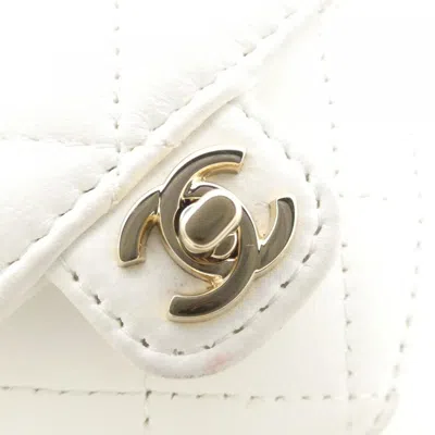 Pre-owned Chanel White Leather Coin Purse/coin Case ()