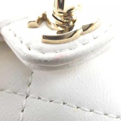 Pre-owned Chanel White Leather Coin Purse/coin Case ()