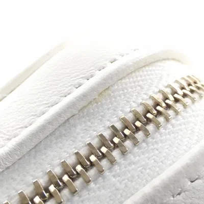 Pre-owned Chanel White Leather Coin Purse/coin Case ()