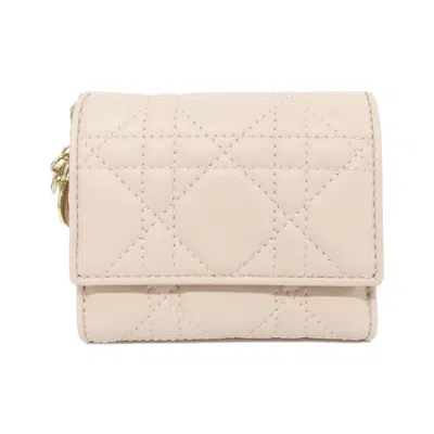 Pre-owned Dior Christian  Pink Leather Wallet (tri-fold) ()